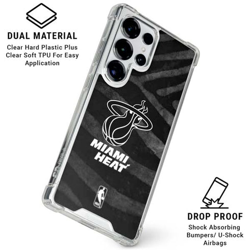 NBA Miami Heat Black Animal Print Galaxy S25 Ultra Clear Case